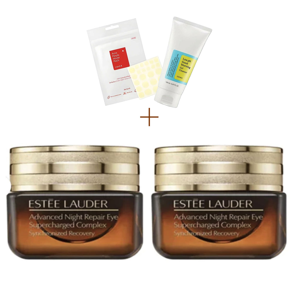 [ESTEE LAUDER] ADVANCED NIGHT REPAIR EYE SUPERCHARGED COMPLEX SYNCHRONIZED RECOVERY DUO 15ML*2 + Gel Cleanser&Pimple patch