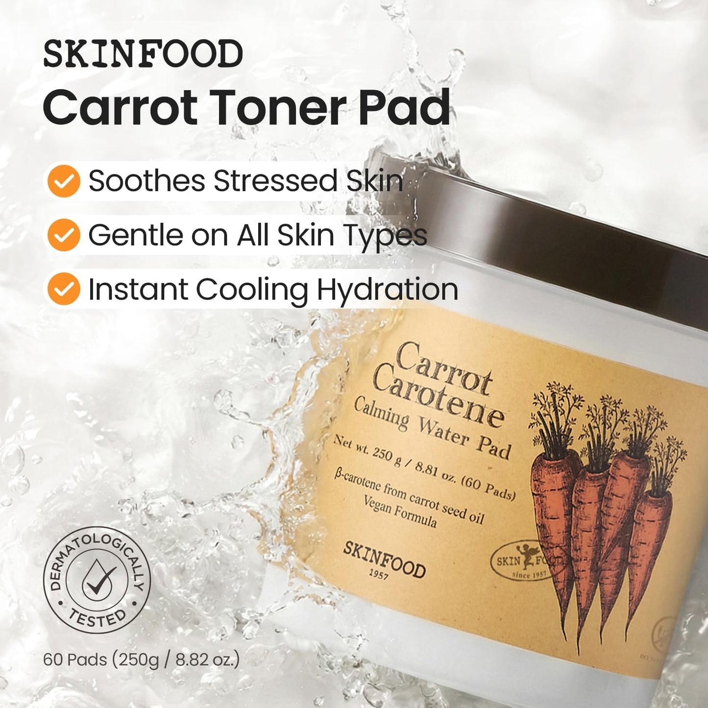 SKINFOOD Carrot Carotene Calming Water Pad (60pads)