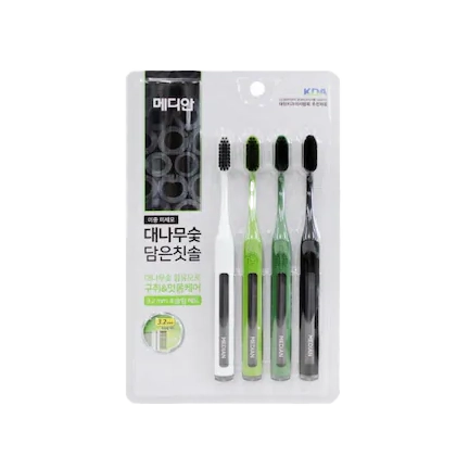 alabuu hair/body/oral toothbrush Median bamboo charcoal toothbrush, fine bristles 4pcs